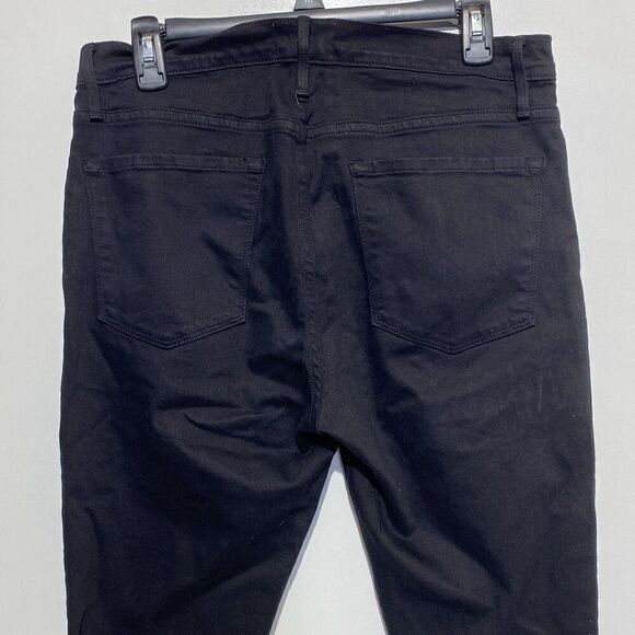 Frame Denim Women's Black Cut-Off Hem Solid Cotton Blend Skinny Jeans Size 31 - Picture 3 of 10